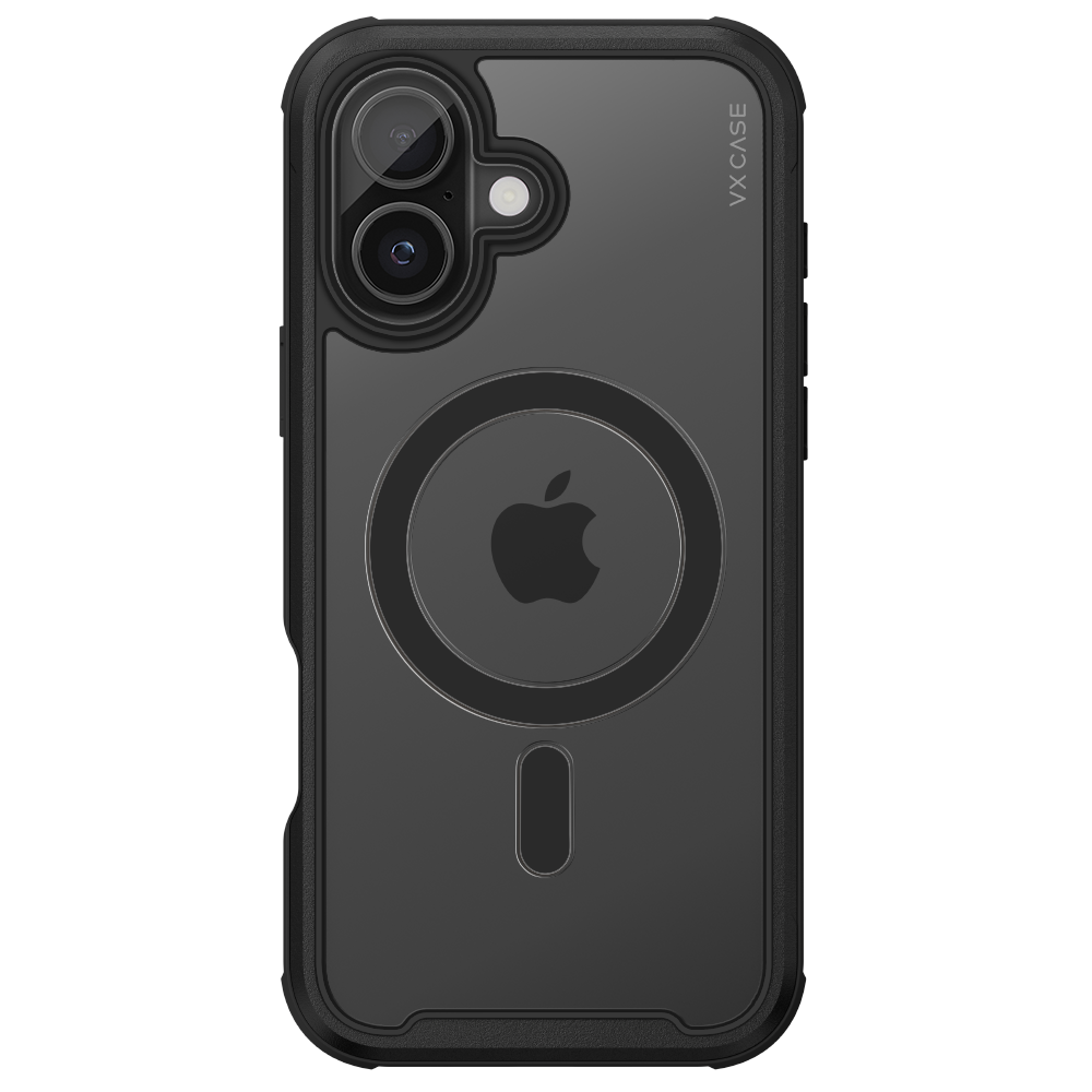 Capa Magsafe para iPhone 16 Plus - Transparente com Bordas Preto Metálico - Shield Cover II