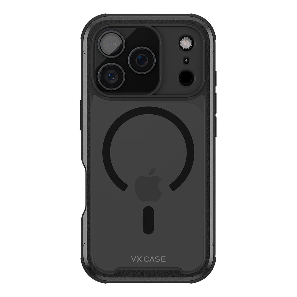 Capa Shield Cover II Magsafe VX Case iPhone 17 Pro - Transparente com Bordas Laterais em Preto Metálico