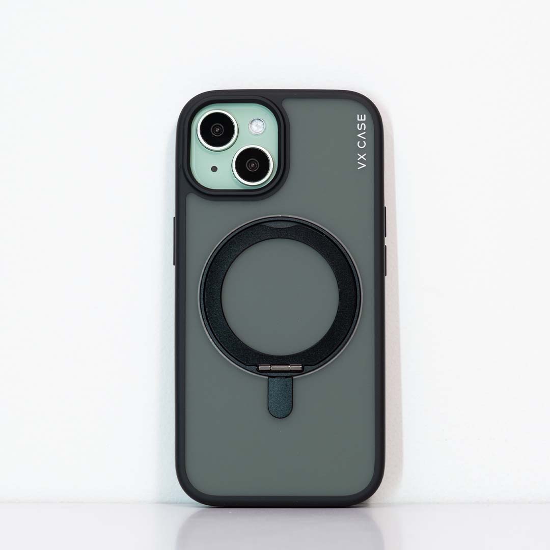Capa KickStand com Suporte Aro Magsafe VX Case iPhone 15 - Preta