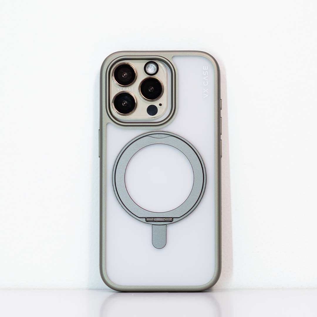 Capa com Suporte Aro Magsafe iPhone 15 Pro Titânio Natural - KickStand