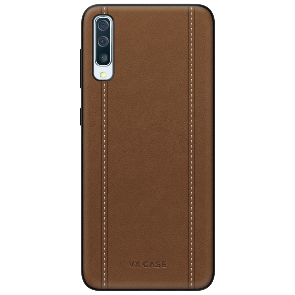 Capa Leather Stripes para Galaxy A50 - Couro Marrom