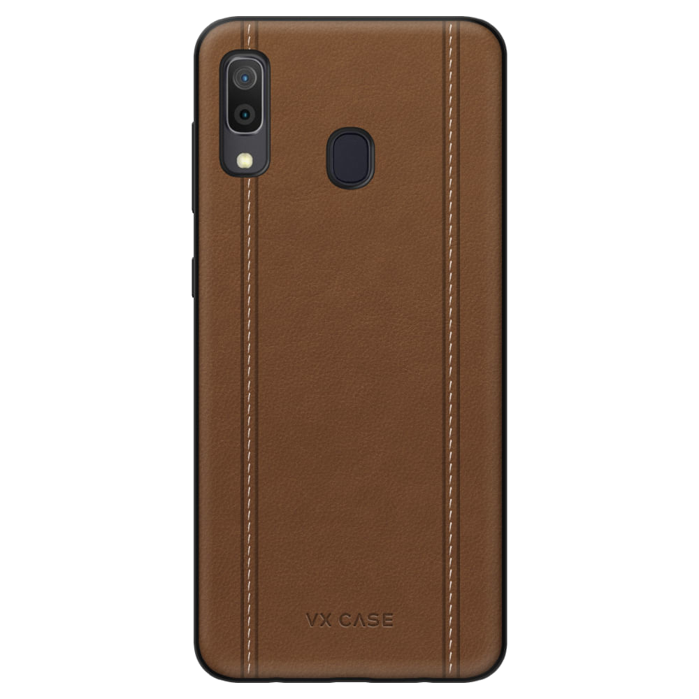 Capa Leather Stripes para Galaxy A20 - Couro Marrom
