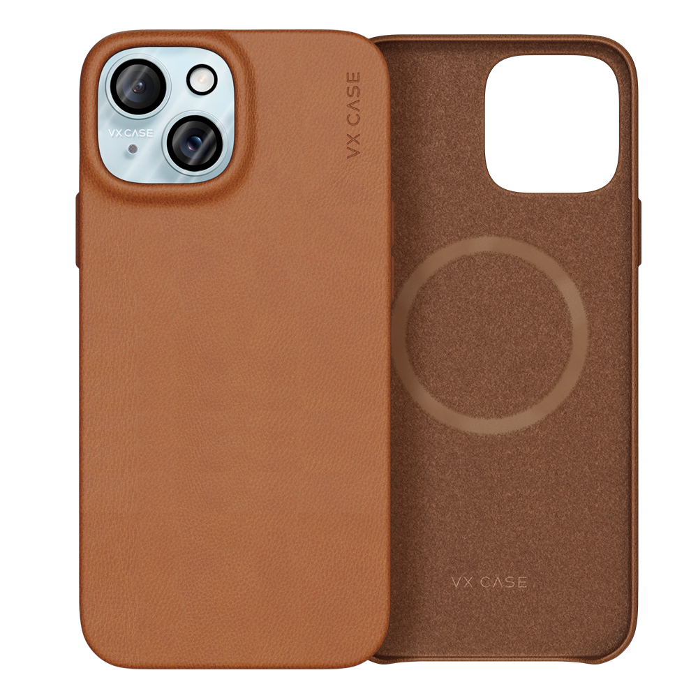 Capa Couro Magsafe VX Case para iPhone 15 - Marrom