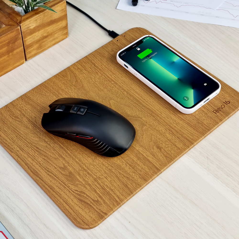 Charging Mouse pad em Bamboo Revo 16 - Marrom - VX Case