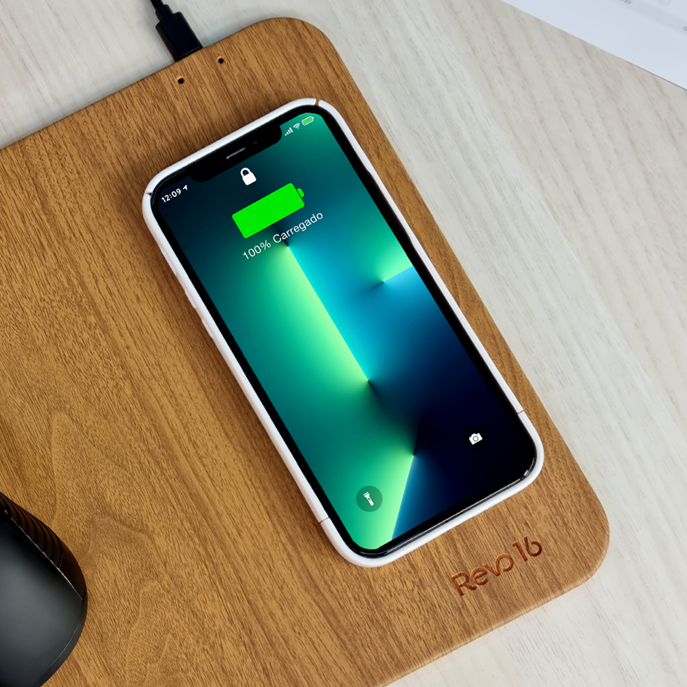 Charging Mouse pad em Bamboo Revo 16 - Marrom - VX Case