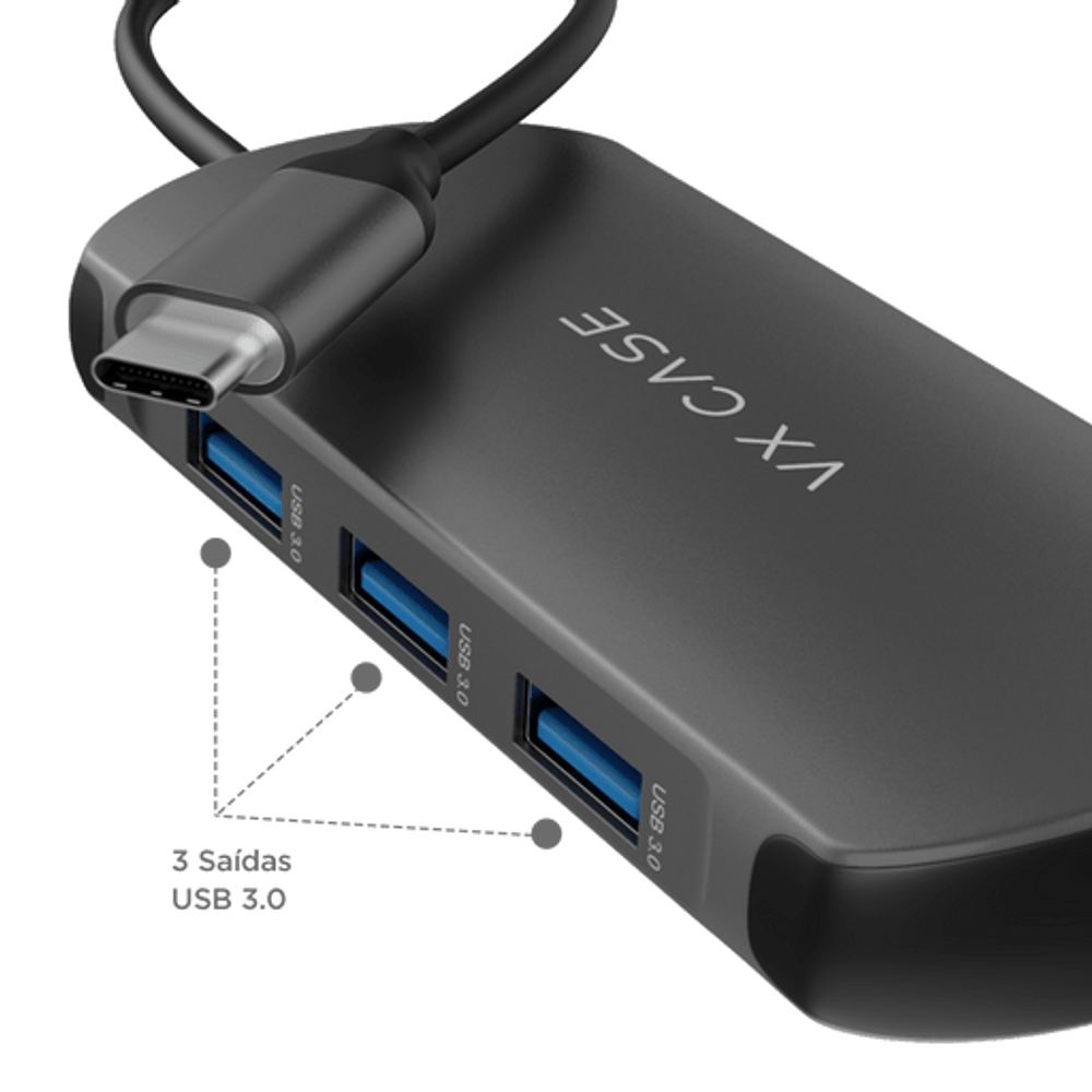 Hub Usb 3.0 e Usb C com 8 portas - VX Case