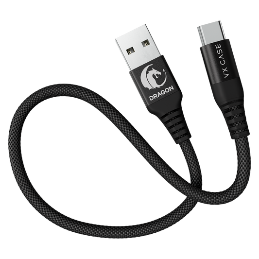 Mini Cabo Dragon USB-A/USB-C 30cm - Preto - VX Case