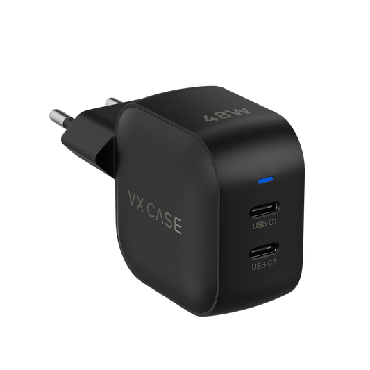 Adaptador de Carga Turbo 2 Tipo-C Striker 48W - Preto