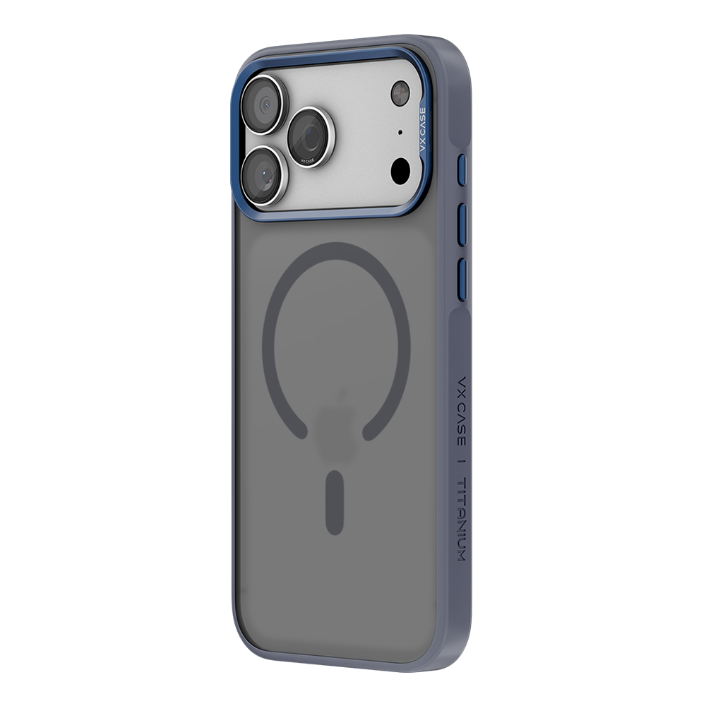 Capa Titanium VX Case Magsafe com Fundo Fosco para iPhone 17 Pro Max - Preto Azulado
