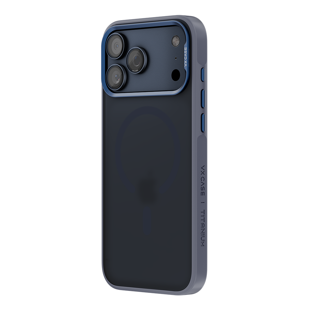 Capa Titanium VX Case Magsafe com Fundo Fosco para iPhone 17 Pro Max - Preto Azulado
