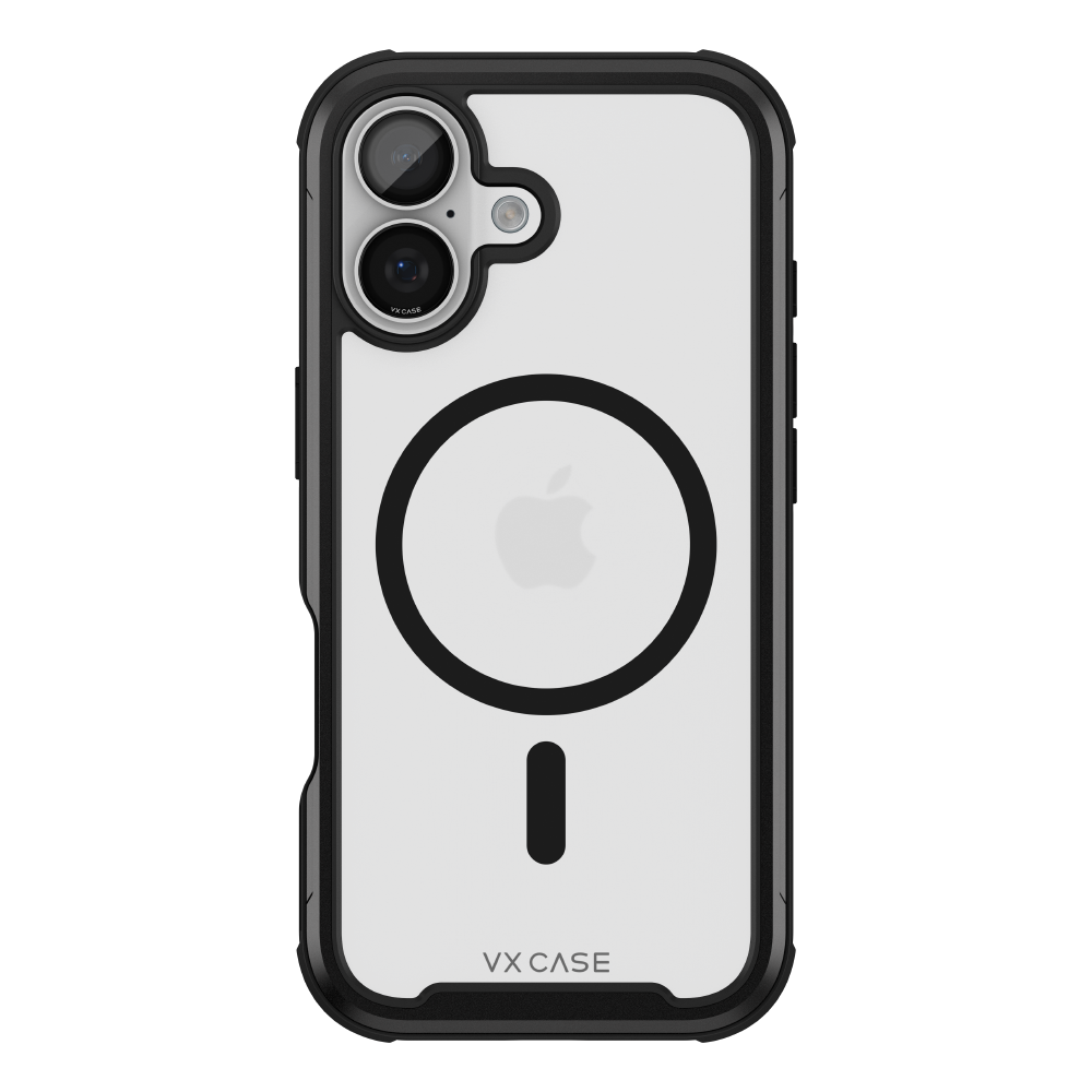 Capa Plástica MG VX Case iPhone 17 - Transparente com Bordas Laterais em Preto Metálico