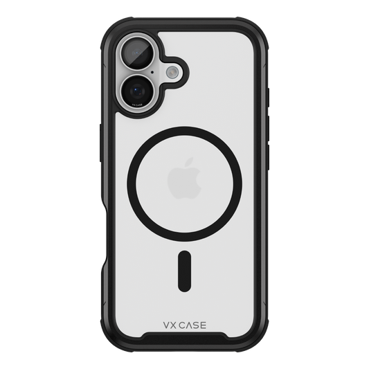 Capa Plástica MG VX Case iPhone 17 - Transparente com Bordas Laterais em Preto Metálico