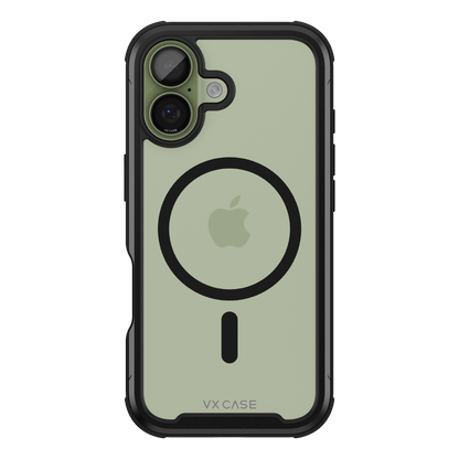 Capa Plástica MG VX Case iPhone 17 - Transparente com Bordas Laterais em Preto Metálico