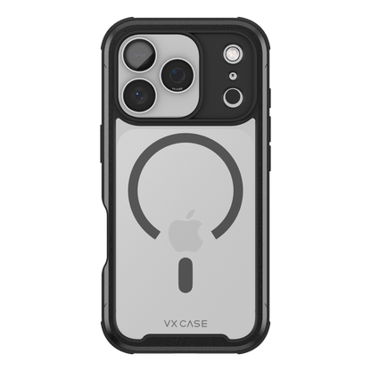 Capa Shield Cover II Magsafe VX Case iPhone 17 Pro - Transparente com Bordas Laterais em Preto Metálico