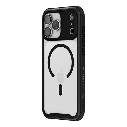 Capa Shield Cover II Magsafe VX Case iPhone 17 Pro Max - Transparente com Bordas Laterais em Preto Metálico