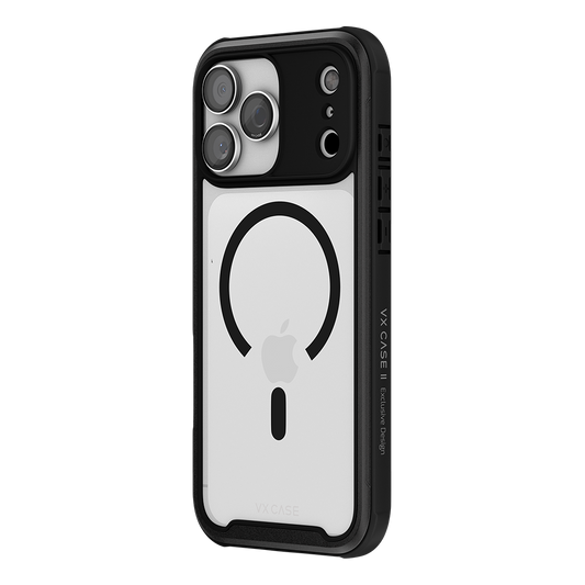 Capa Shield Cover II Magsafe VX Case iPhone 17 Pro Max - Transparente com Bordas Laterais em Preto Metálico