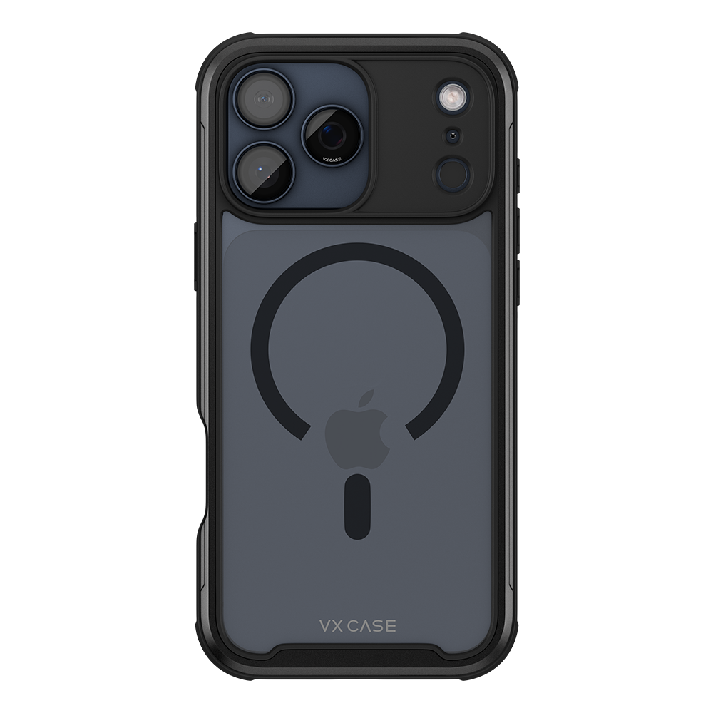 Capa Shield Cover II Magsafe VX Case iPhone 17 Pro Max - Transparente com Bordas Laterais em Preto Metálico
