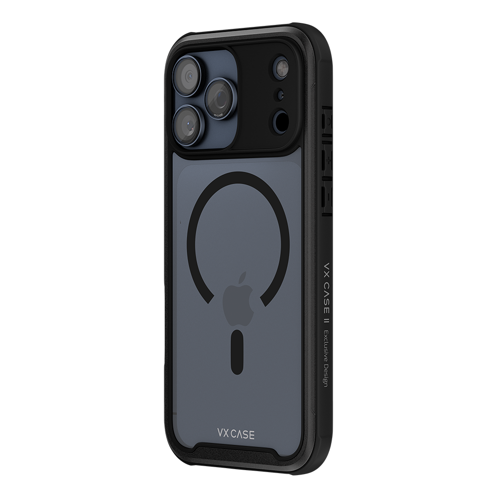 Capa Shield Cover II Magsafe VX Case iPhone 17 Pro Max - Transparente com Bordas Laterais em Preto Metálico