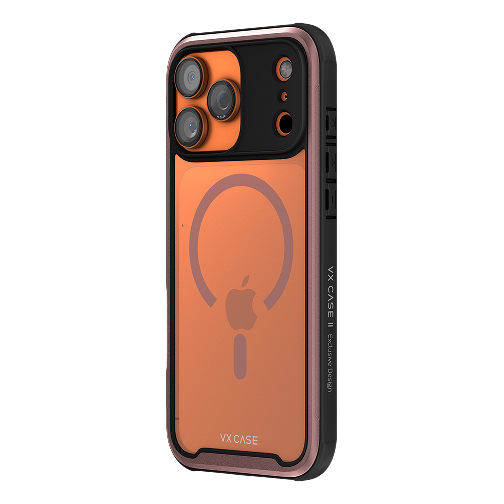 Capa Shield Cover II Magsafe VX Case iPhone 17 Pro Max - Transparente com Bordas Laterais em Rosa Metálico