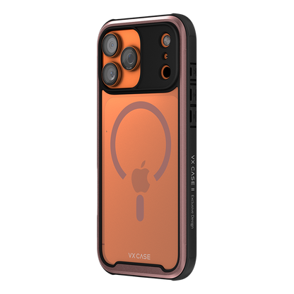 Capa Shield Cover II Magsafe VX Case iPhone 17 Pro Max - Transparente com Bordas Laterais em Rosa Metálico