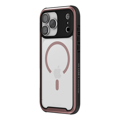 Capa Shield Cover II Magsafe VX Case iPhone 17 Pro Max - Transparente com Bordas Laterais em Rosa Metálico