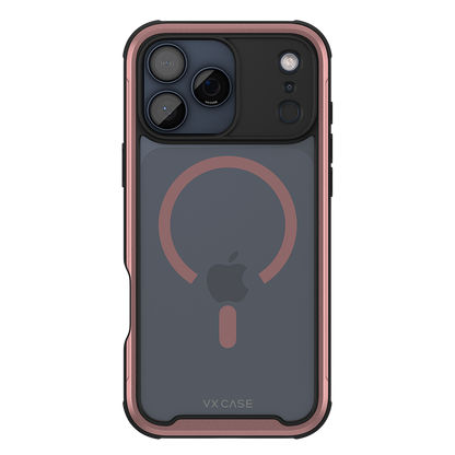 Capa Shield Cover II Magsafe VX Case iPhone 17 Pro Max - Transparente com Bordas Laterais em Rosa Metálico
