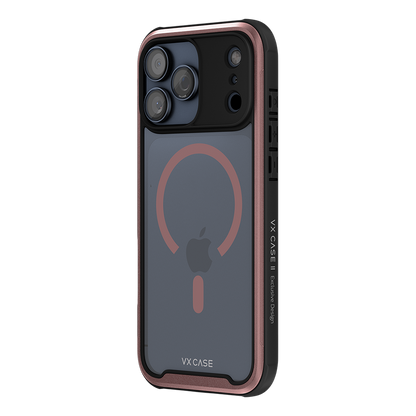 Capa Shield Cover II Magsafe VX Case iPhone 17 Pro Max - Transparente com Bordas Laterais em Rosa Metálico