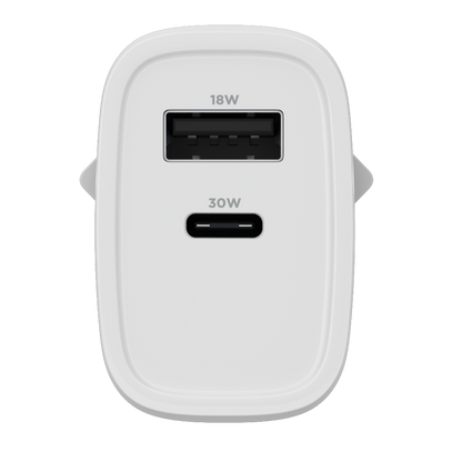 Carregador Turbo PD 30W com 2 portas USB e Type C - Mini Boost