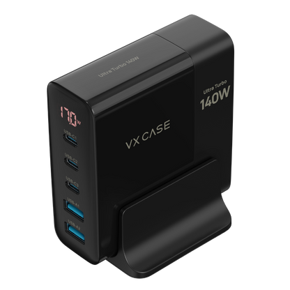 Novo Adaptador de Carga Powerful com 2 portas USB-A 3 USB-C 140W VX Case - Preto