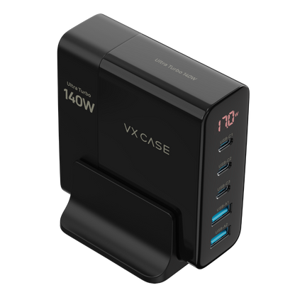Novo Adaptador de Carga Powerful com 2 portas USB-A 3 USB-C 140W VX Case - Preto