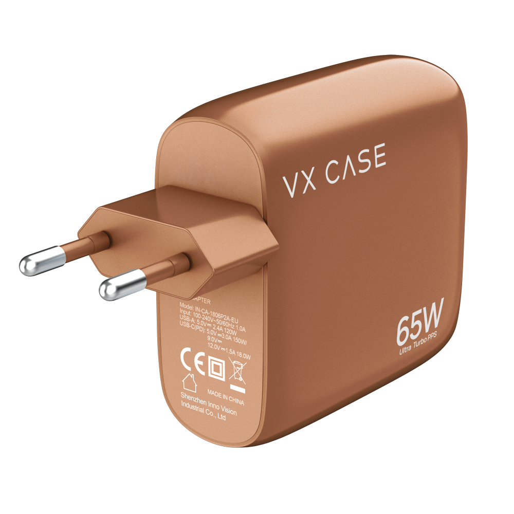 Carregador de Parede Turbo com 1 porta USB + 2 Type-C Turbo 65W