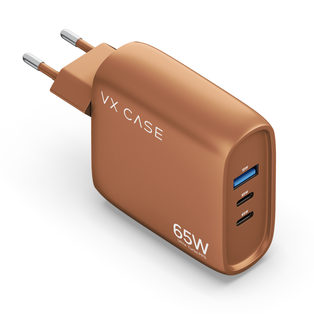 Carregador de Parede Turbo com 1 porta USB + 2 Type-C Turbo 65W