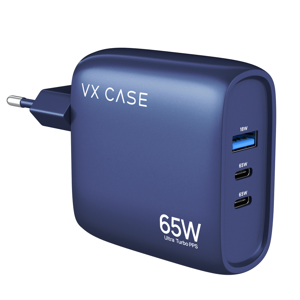 Carregador de Parede Turbo com 1 porta USB + 2 Type-C Turbo 65W