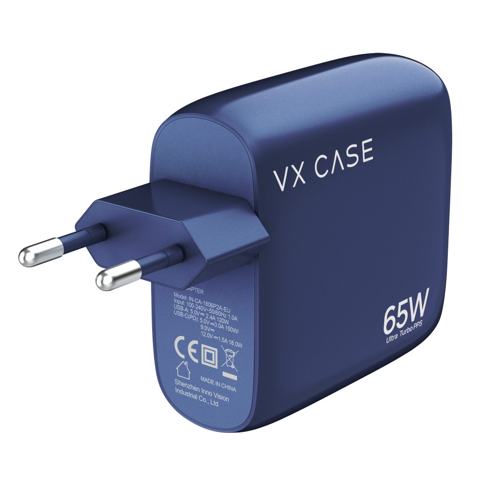 Carregador de Parede Turbo com 1 porta USB + 2 Type-C Turbo 65W