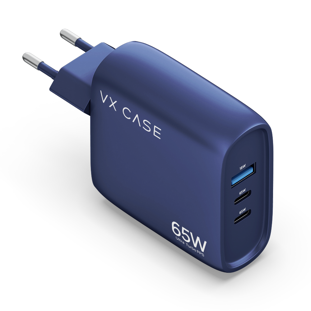 Carregador de Parede Turbo com 1 porta USB + 2 Type-C Turbo 65W