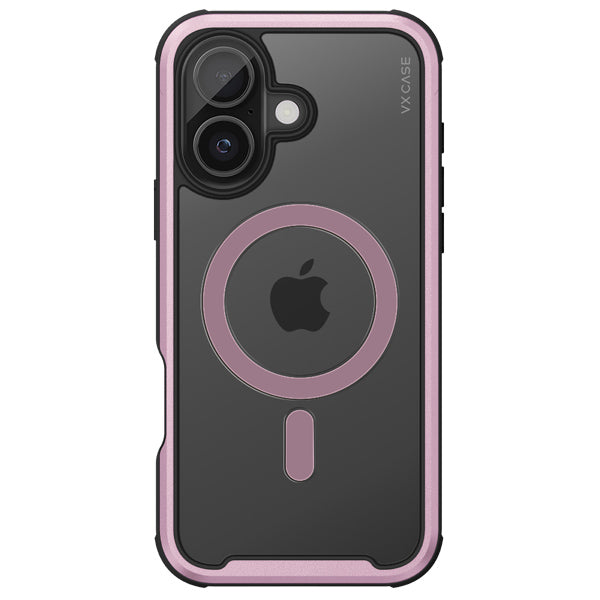 Capa Shield Cover II Magsafe VX Case iPhone 16 - Transparente com Bordas Laterais em Rosa Metálico