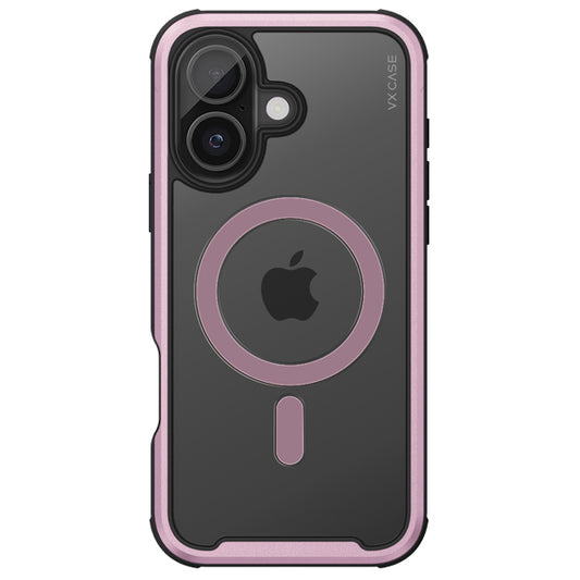 Capa Shield Cover II Magsafe VX Case iPhone 16 - Transparente com Bordas Laterais em Rosa Metálico