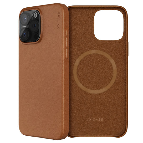 Capa Couro Magsafe VX Case para iPhone 16 Pro Max - Marrom