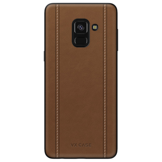 Capa Leather Stripes para Galaxy A8 (2018) - Couro Marrom