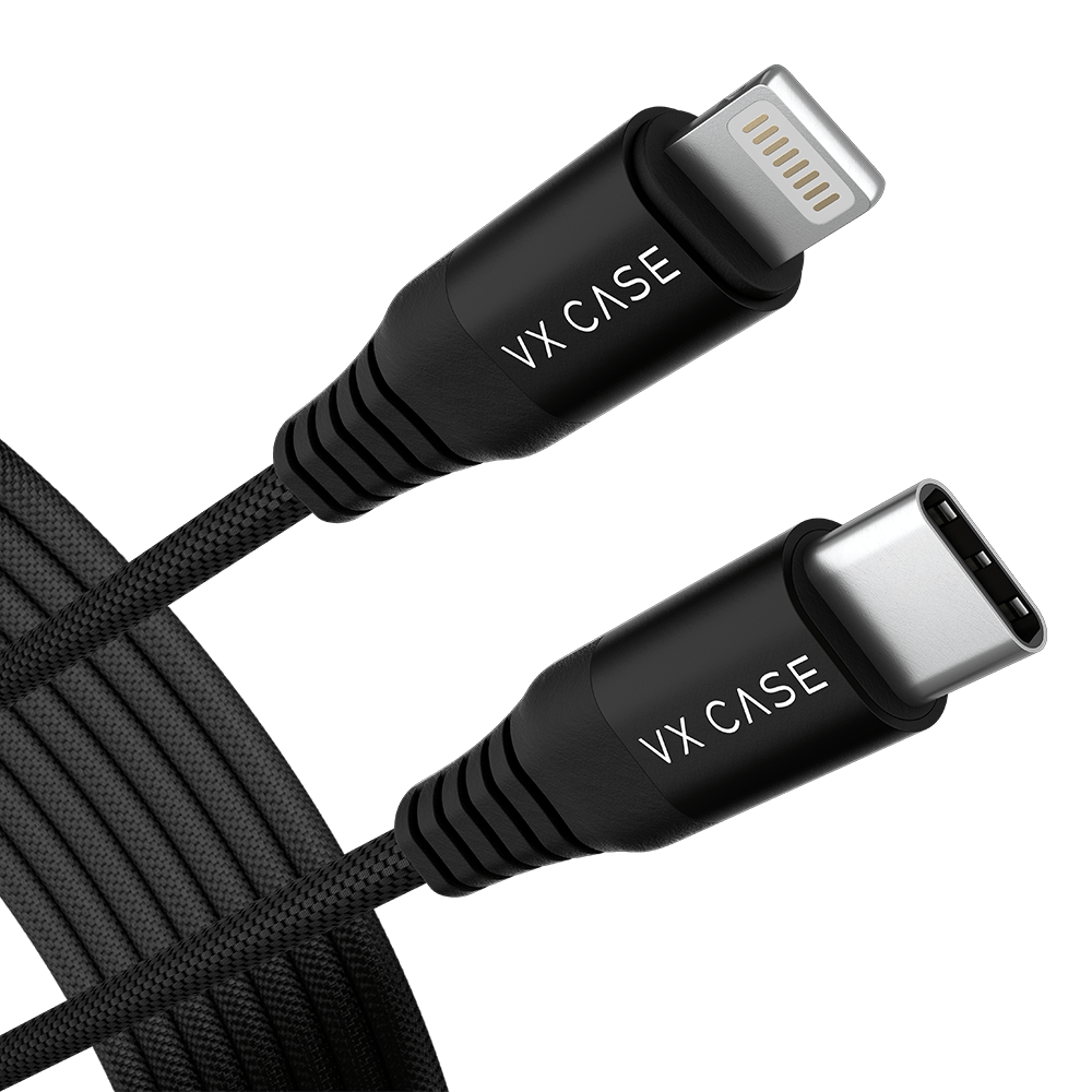 Cabo para iPhone/iPad USB Tipo-C Lightning Dragon 1,20m VX Case Preto - VX Case