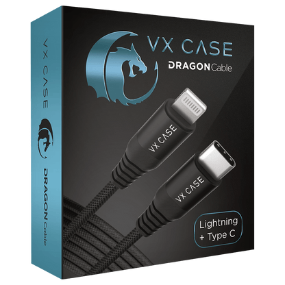 Cabo para iPhone/iPad USB Tipo-C Lightning Dragon 1,20m VX Case Preto - VX Case