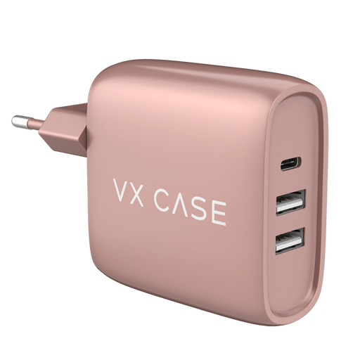 Carregador de Parede com 2 portas USB + 1 Type-C Turbo 32W Turbo Rose