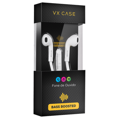 Fones de Ouvido P2 Stereo Super Bass VX Case Branco - VX Case
